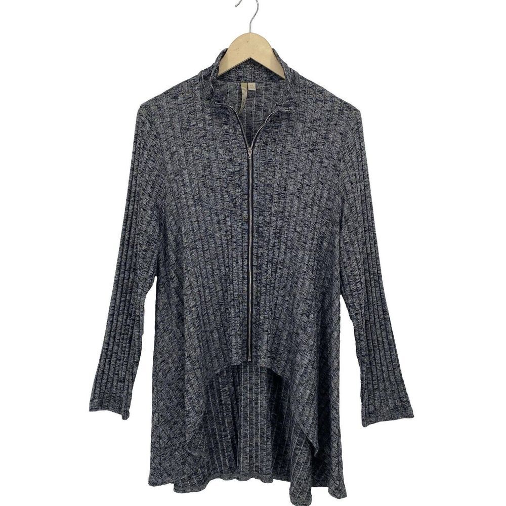 Comfy‎ USA Marled Swing Full Zip Top Jacket Ribbed Texture Wired Collar XL